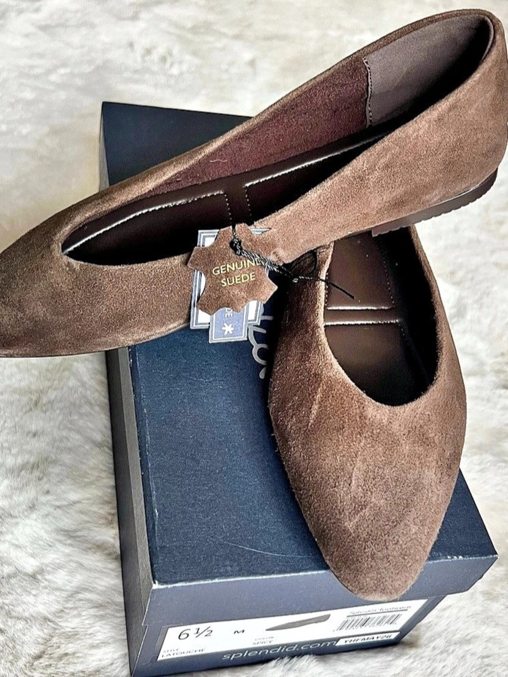 Splendid LaTouche Suede Pointed-Toe Flats Brown US 6.5 NWT